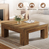 39.4-Inch Square Coffee Table, Farmhouse All MDF Accent Center Cocktail Table with Sturdy Wooden Legs, Easy Assembly