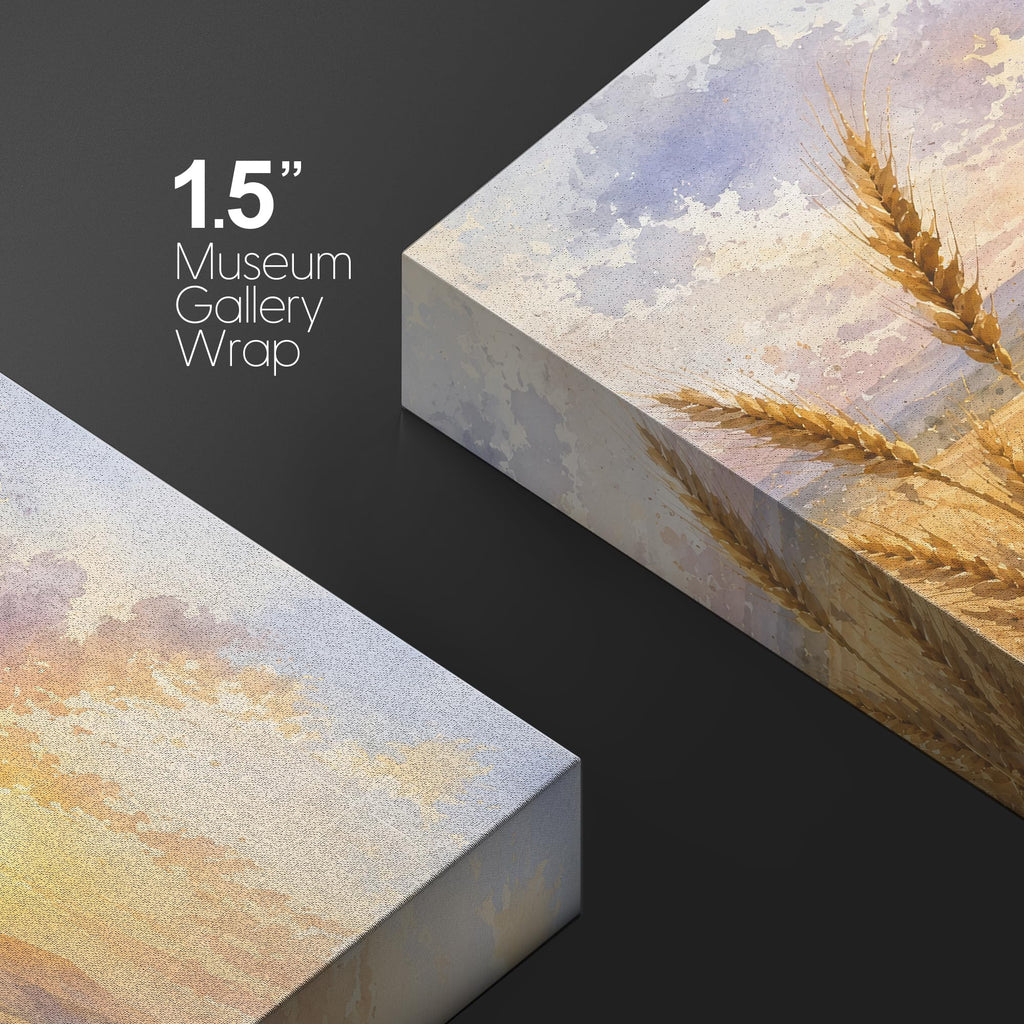 Canvas Print Wall Art Sunset Wheat Field Watercolor Photography Realism Chic Multicolor - 16"x24"