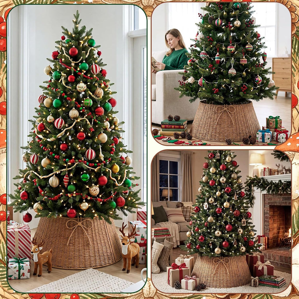 24 Inch Christmas Tree Collar Wicker Tree Skirt Stand Base