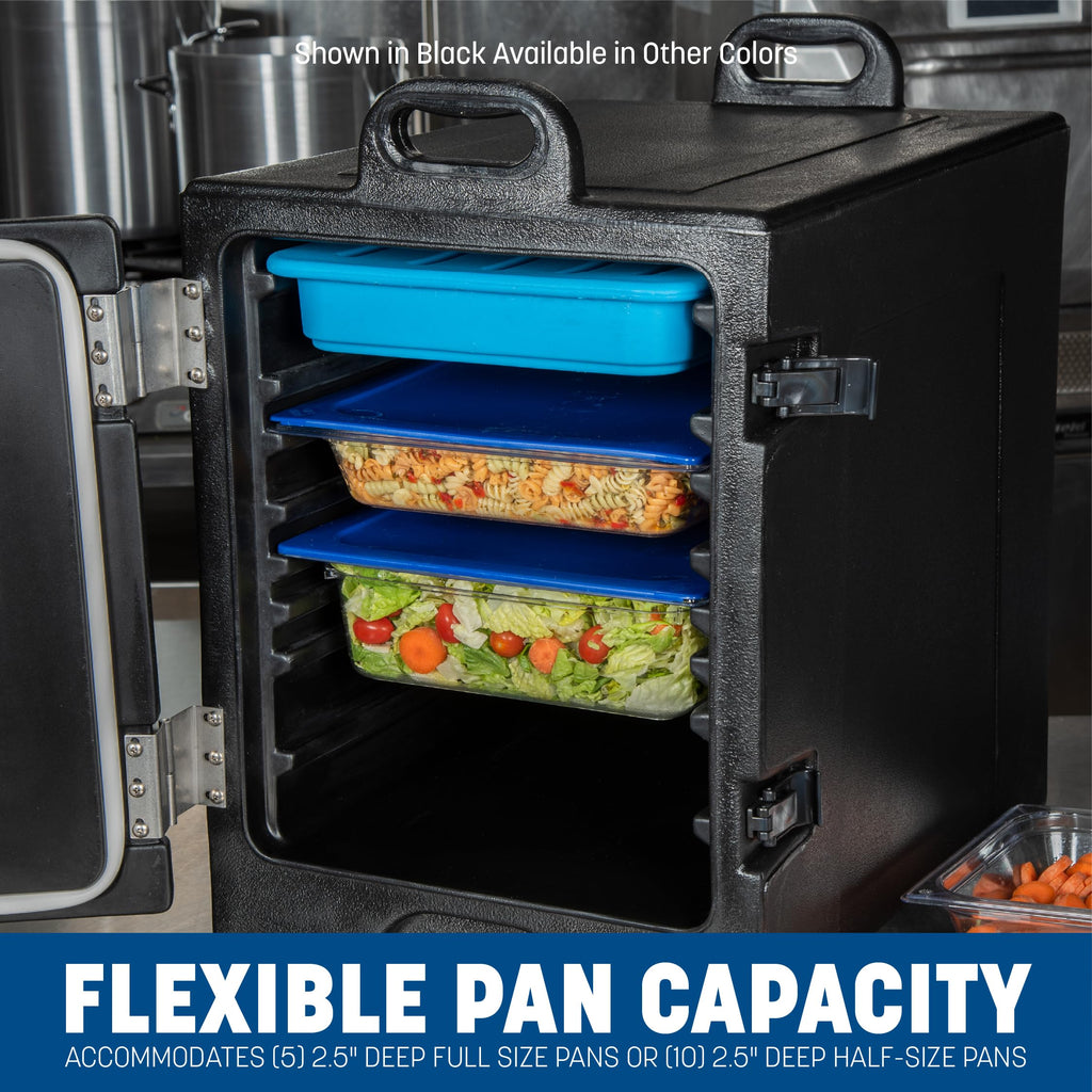 Cateraide Front Loading Insulated Food Pan Carrier, for Storage and Transport of Food, 5 Pan Capacity, 25.25" x