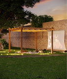 10 x 13 ft Wood-Grain Aluminum Pergola Outdoor Pergola with Retractable Canopy Sun Shade Shelter for Garden