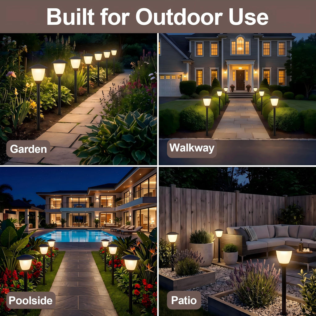 6 Pack Low Voltage Landscape Lighting LED Garden Lights Warm White
