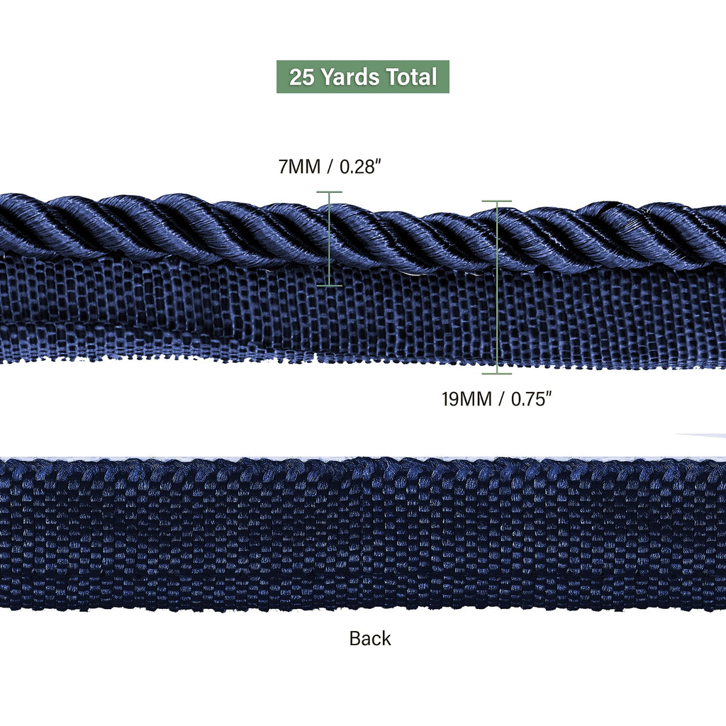 Navy Blue Twisted Lip Cord for Sewing Piping Upholstery Trim