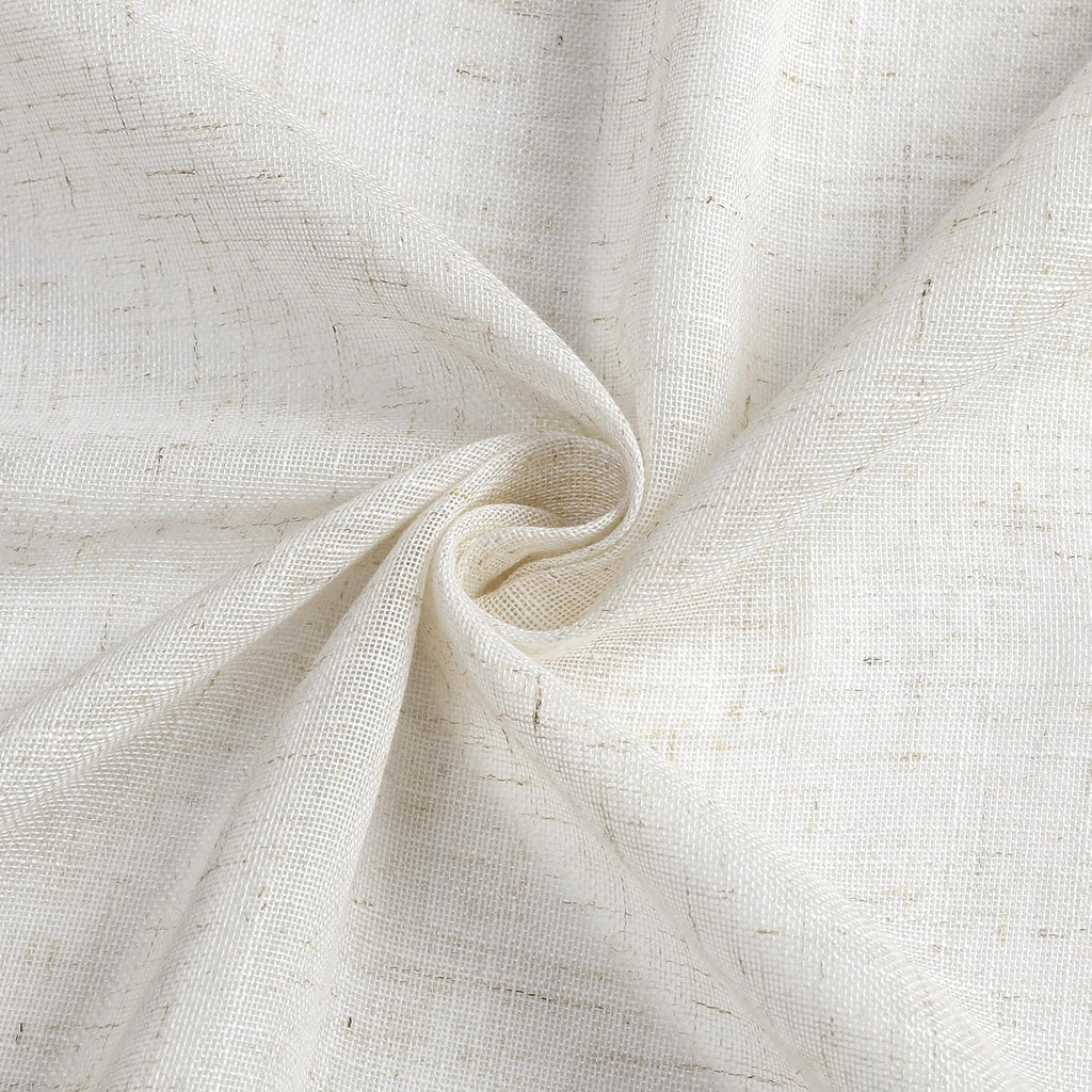 95 Inches Long Natural Pinch Pleated Sheer Curtains for Bedroom 2 Panels,Farmhouse Rustic Linen Living Room Pleat