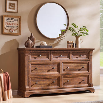 Farmhouse 7 Drawers 54" W Wood Rustic Chest of Drawers