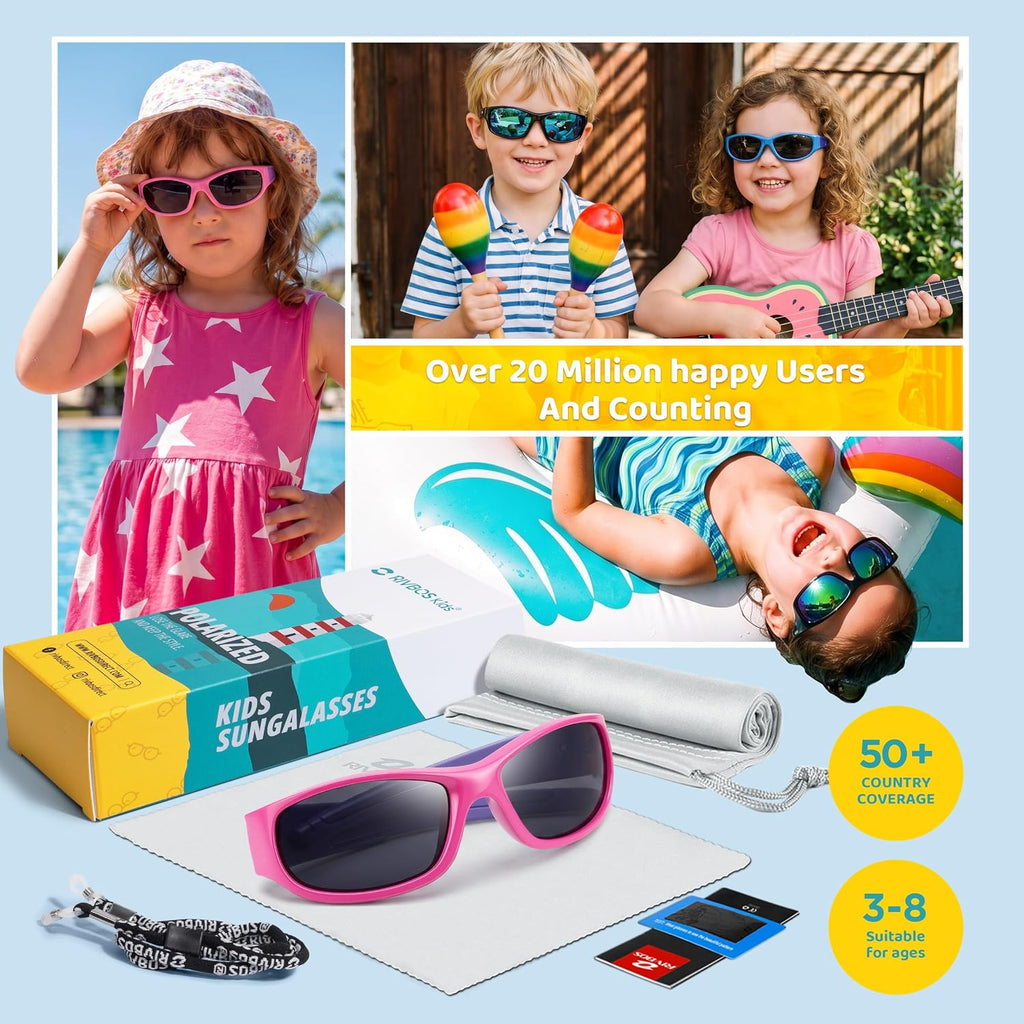 Kids Sunglasses Polarized UV400 TPE with Strap for Boys Girls RBK037