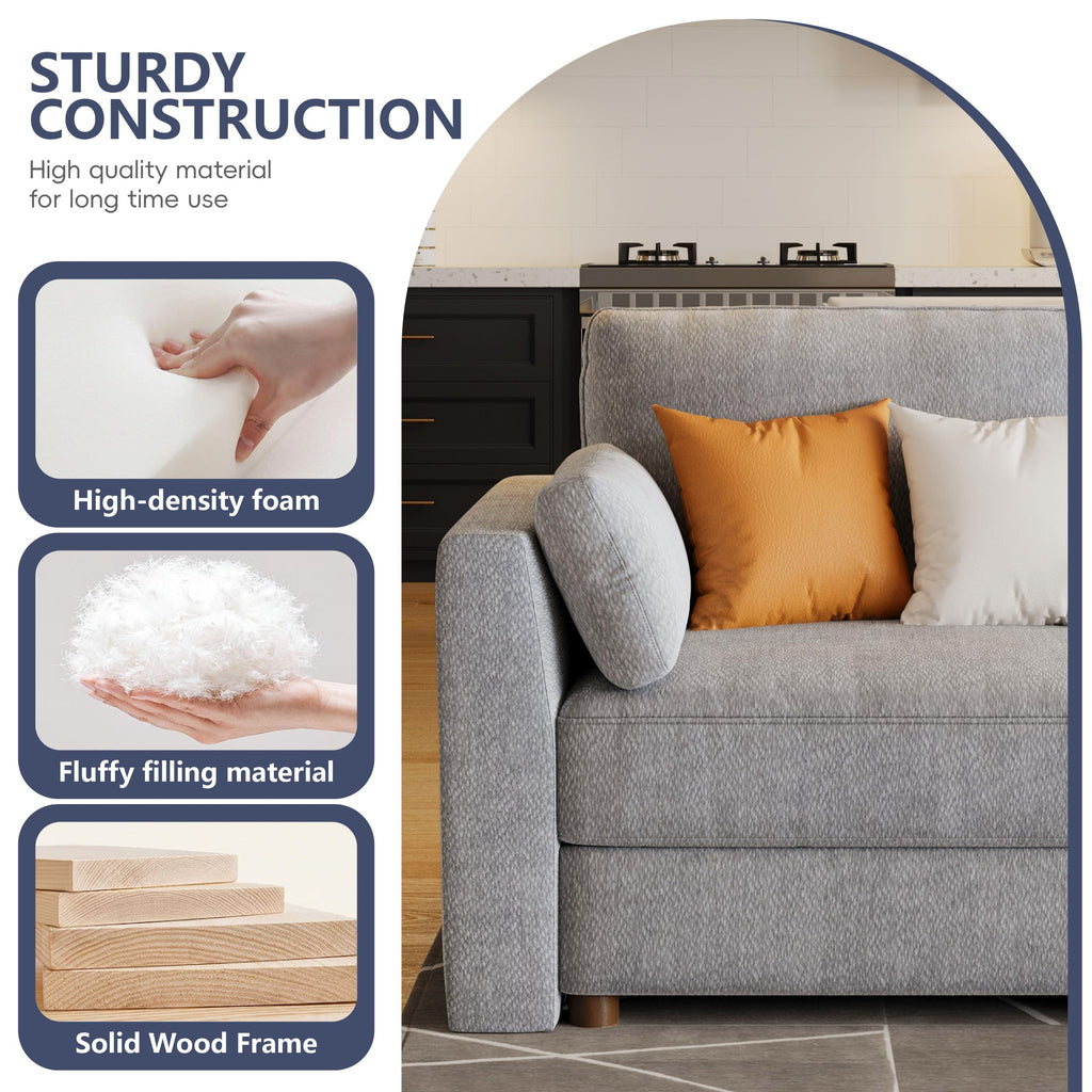 Oversized Modular Sectional Sleeper Sofa Bed Cloud Couches Gray