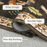 5x7 Washable Novelty Area Rug, Mushroom Print Non-Slip Carpet for Living Room Bedroom Brown