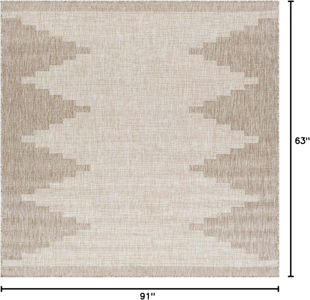 Eris Outdoor Area Rug - Outside Porch Patio Rug Carpet - No Pile Rug - Waterproof Rug - Geometric - 