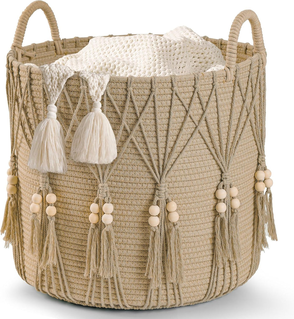 Blanket Basket Decor Storage Basket for Toy Organizer Boho Decor Baskets for Modern Farmhouse Decor Small Laundry
