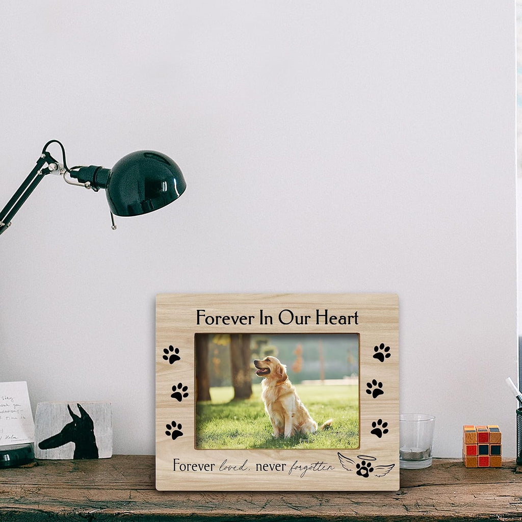 Forever in Our Heart Pet Memory Picture Photo Frame, Cat & Dog Memorial Picture Frames, Sympathy Gifts for Pet Loss
