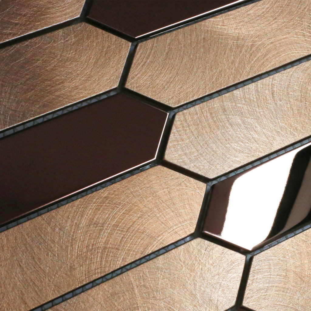 Champagne Gold Tile Long Hexagon Mosaic Tiles Backsplash Wall Bath Shower Floor Real Metal Tile5 Sheets: