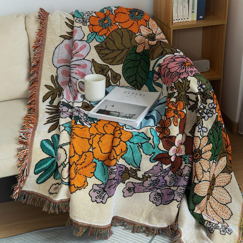 Floral Couch Cover Blanket Botanical Farmhouse Throw Covers for Sofa Couch Loveseat Cover for 2 Cushion Couch Vintage