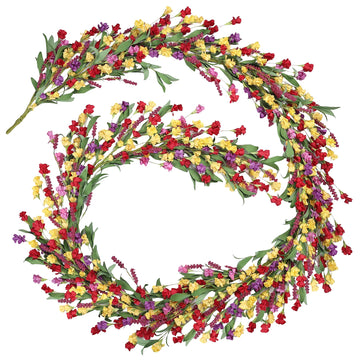 6ft Spring Summer Flower Garland, Artificial Floral Vine for Wall Backdrop Mantle Fireplace Stair Table Wedding Arch