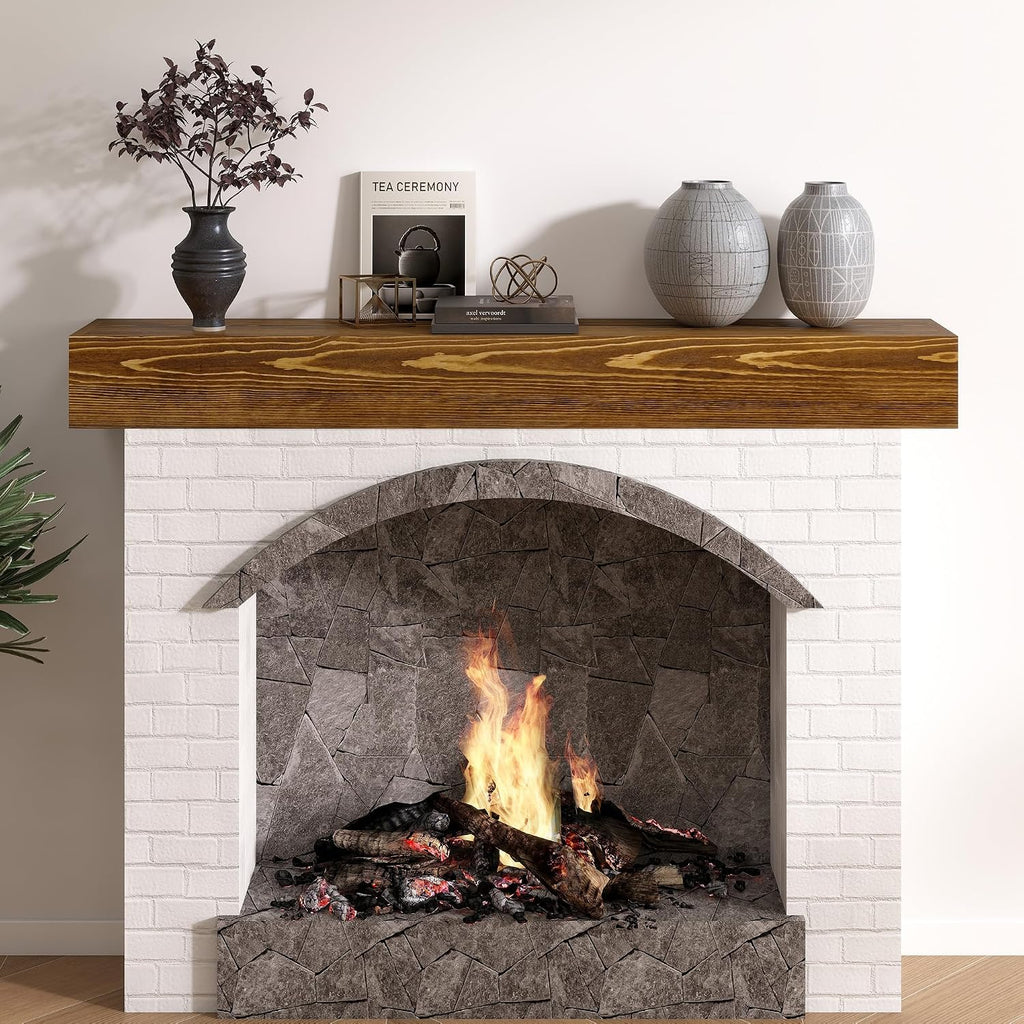 Wall-Mounted Mantles for Over Fireplace - Farmhouse Fireplace Mantle Shelves - Handcrafted Wood Fireplace Mantels