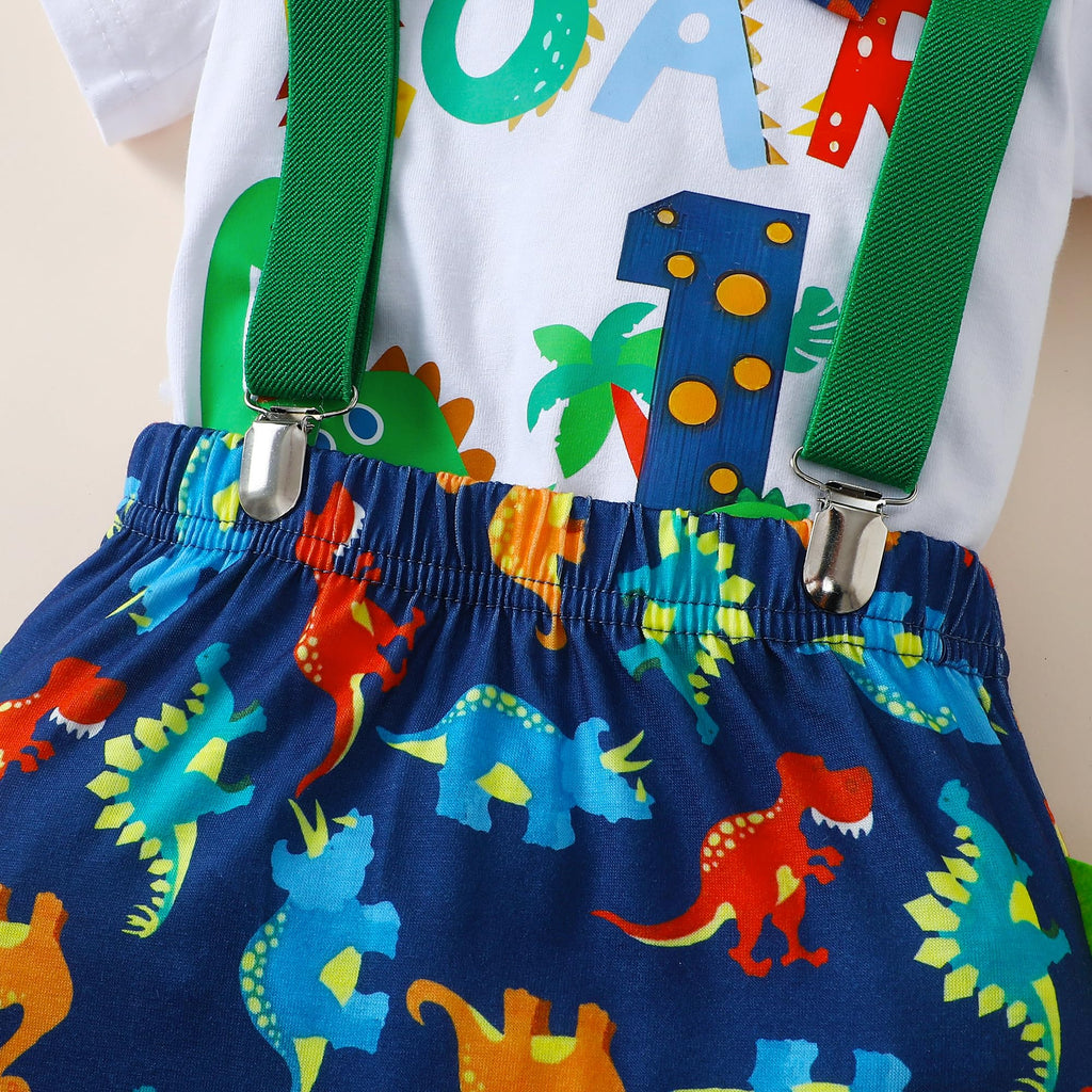 Baby Boy 1st Birthday Bow Tie Bodysuit Y Suspenders Pants Clothes set Funny Christmas Outfit