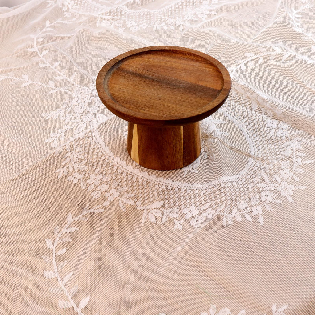 White Lace Round Rustic Tablecloth