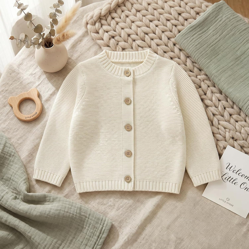Baby Toddler Cotton Cardigan, Solid Color Sweater, Boys and Girls
