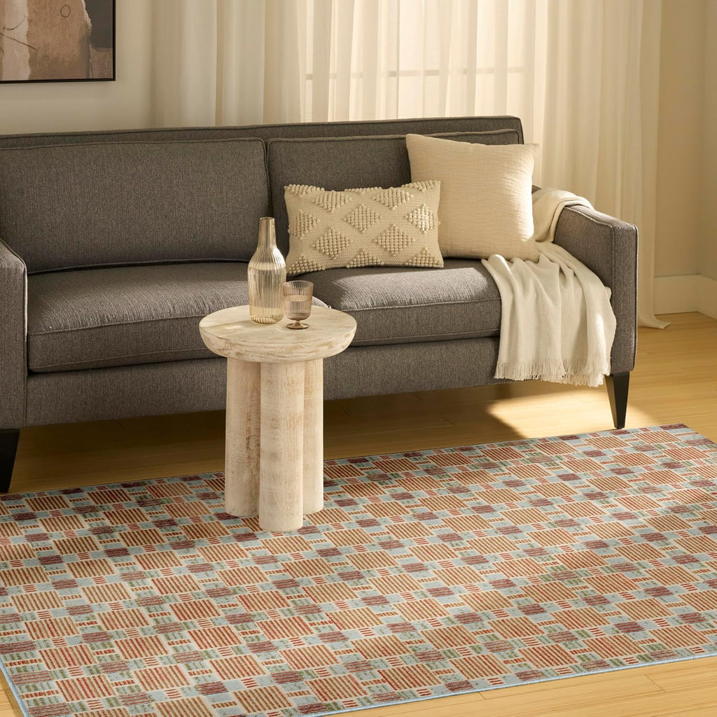Home Nordic Rust Multicolor Area Rug - Easy Clean, Non Shedding, Bed Room, Living Room, Dining Room, Kitchen
