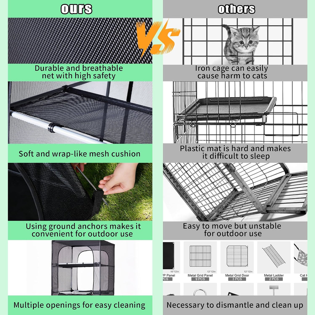 Catio Outdoor Cat Enclosure, 4 Tiers Window Catio, Upgraded Mesh