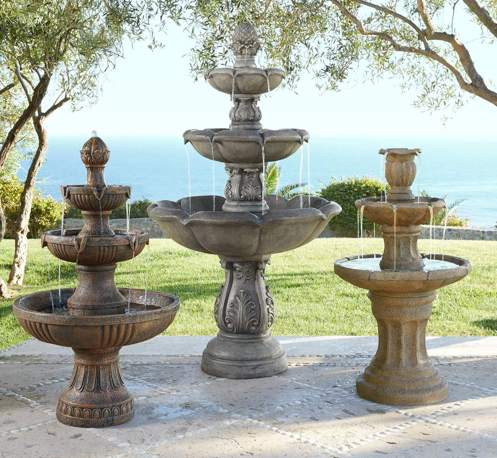 Tuscan Garden 41 1/2" High Large Traditional Italian Indoor Outdoor Decor Dark Faux Stone Floor Fountain Waterfall