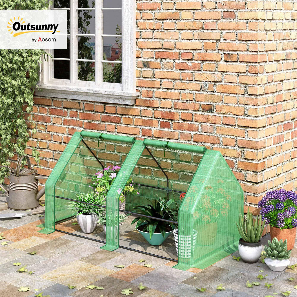 5.9' x 3' x 3' Mini Greenhouse Portable with Zippered Doors Green