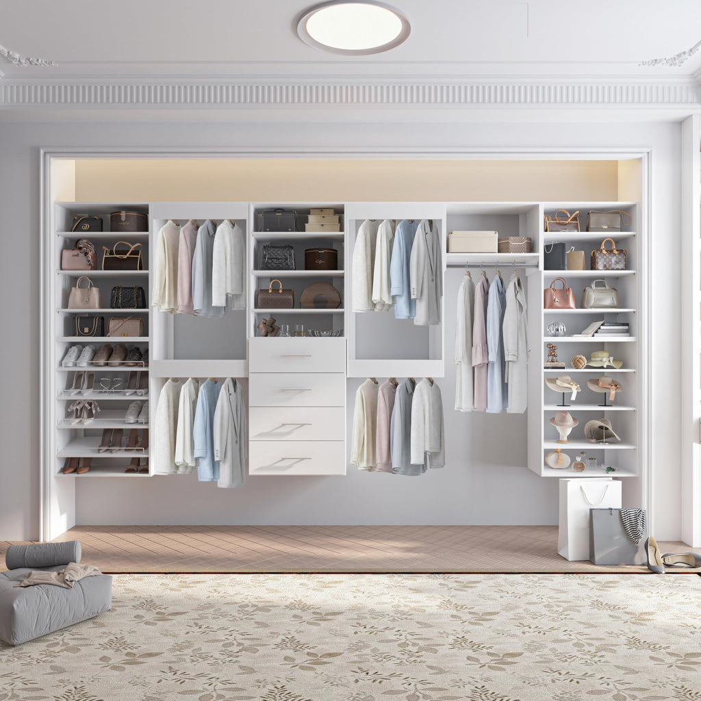 Modular Closet System, 19.5" Wide Wall-Mounted Closet Tower Organizer with Adjustable Shoe Shelves for Walk-In Closet