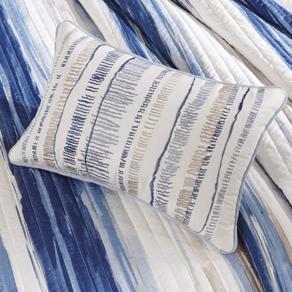 Quilt Set Cottage Coastal Design, 6 Piece Set - All Season, Coverlet Bedspread Lightweight Bedding Layer, Shams, Toss