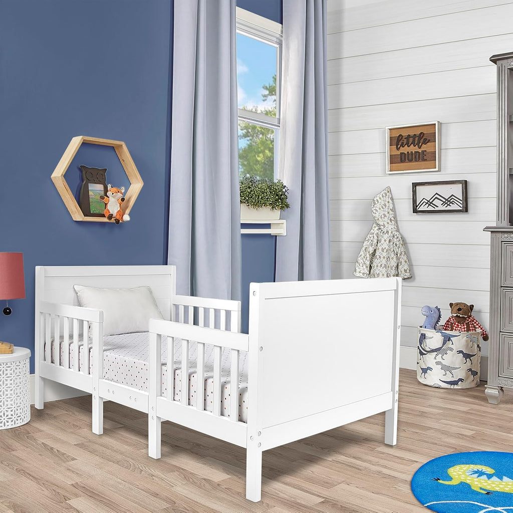 Hudson 3-in-1 Convertible Toddler Bed, 4 Safety Guard Rails, Low-to-Floor Design, Greenguard Gold & BSA Certified