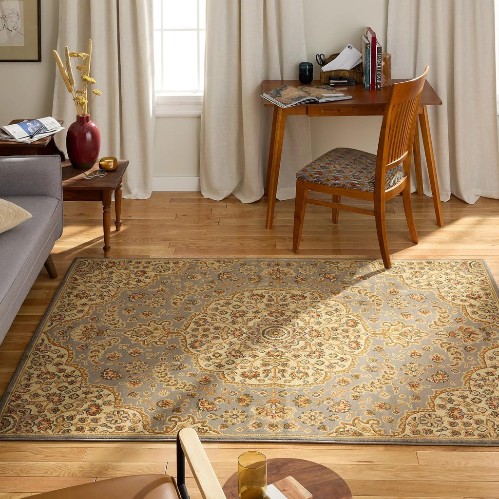 Dynamix Royalty Medallion Traditional Area Rug, Blue/Ivory
