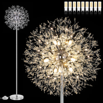69'' Crystal Floor Lamp, Standing Lamp Chrome