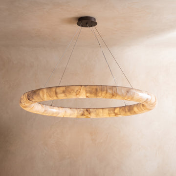 Inspired Rivage Style 61 Inch Round Calcite Ring Chandelier Bronze - Main Product View