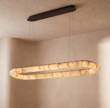 Inspired Rivage Style 73 Inch Oval Calcite Ring Chandelier Bronze - Main Product View