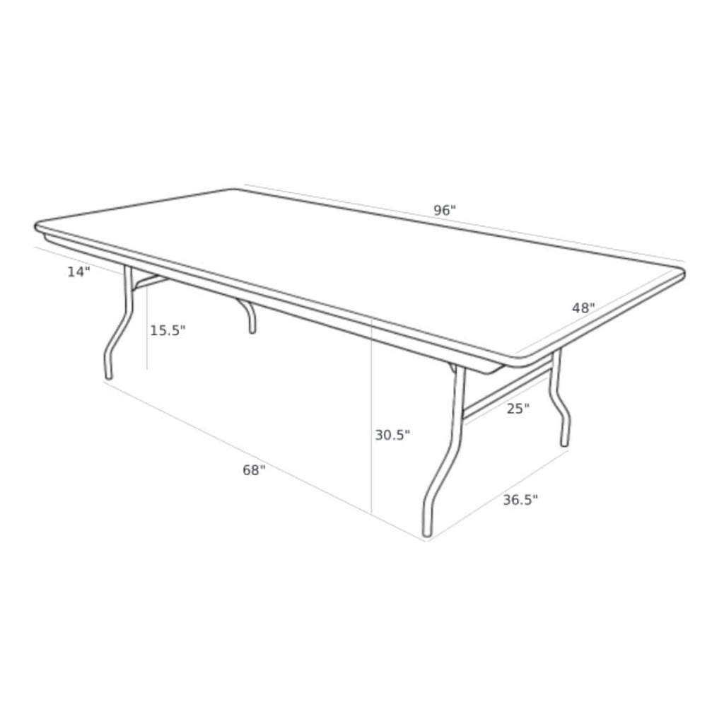 96" x 48" (8 Foot) Rectangle Plywood Folding Table