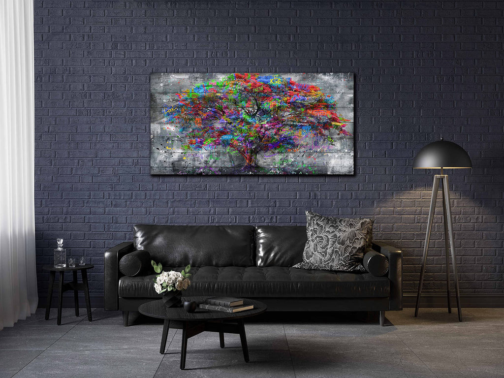 Tree Large Canvas Wall-Art - Graffiti Forest Wall Art - Abstract Modern Home Office Wall Decor Ready to Hang Size 59"