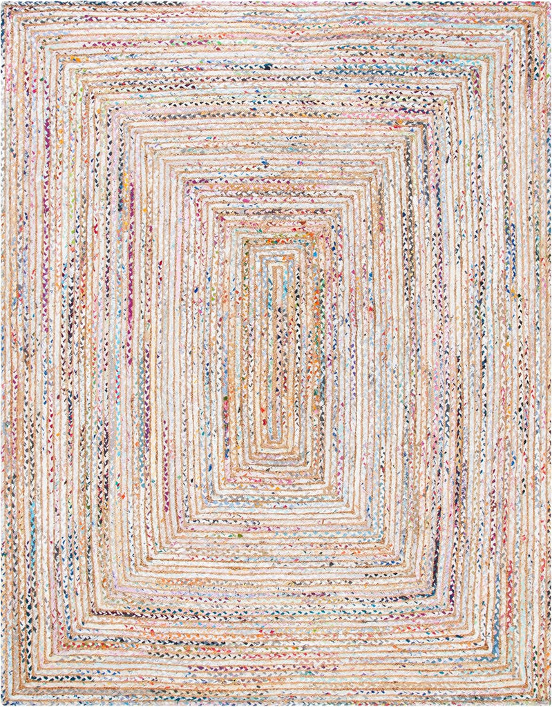 Cape Cod Area Rug 8x10, Jute Braided Large Beige & Multi CAP202B | 1/4" Pile, Indoor Rug, Handwoven, Braided Jute &