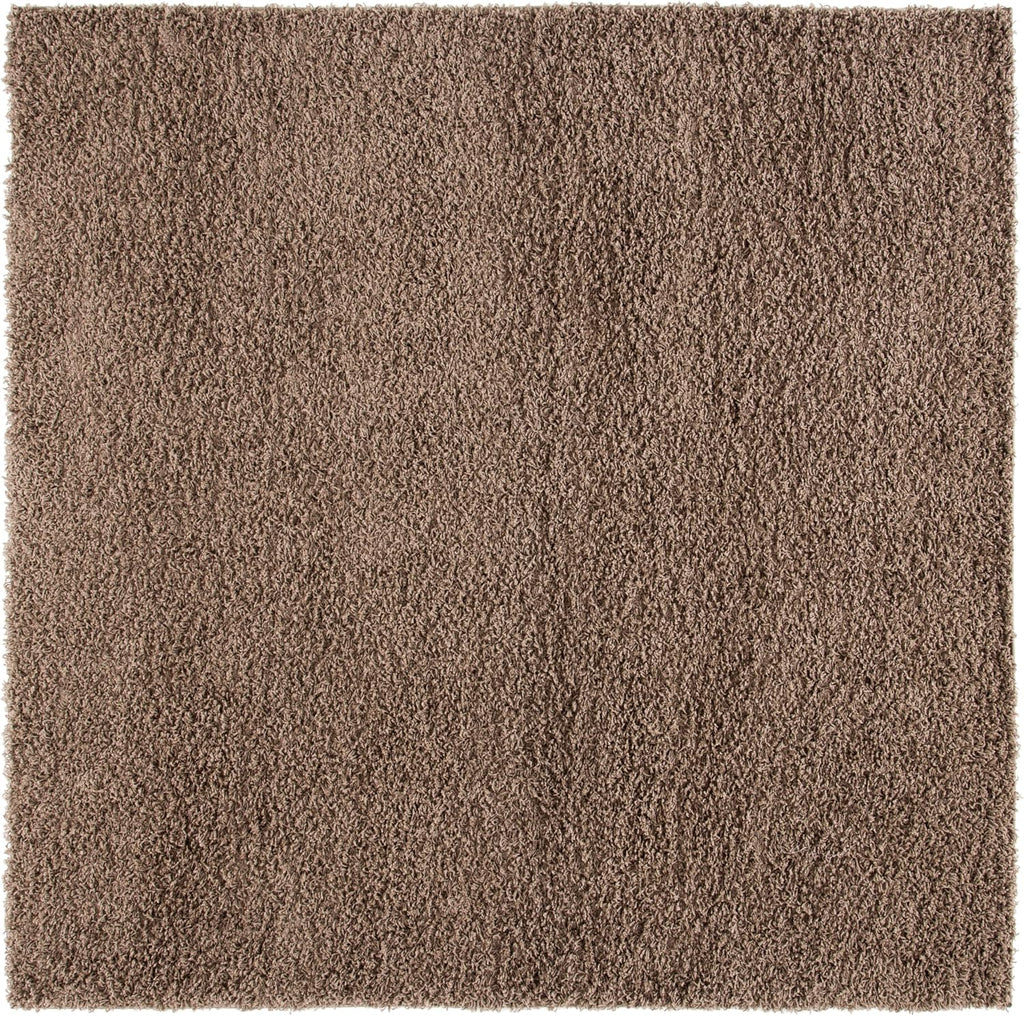Athens Shag Collection Area Rug - 6'7" Square, Taupe, Non-Shedding & Easy to Clean, Ideal, Dining Space (SGA119T)