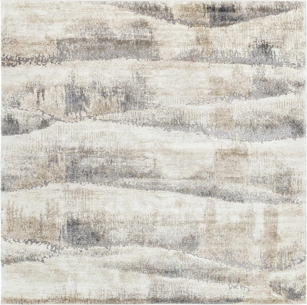 Banji Area Rug - Abstract Distressed Ombre Striped Faded - Contemporary Modern Transitional Minimalist - High Pile