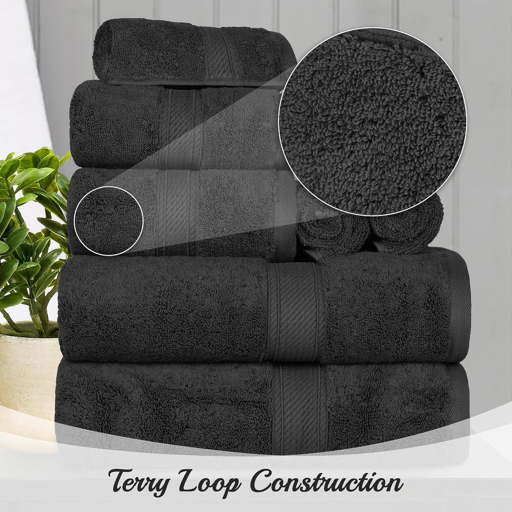 Buckingham Egyptian Cotton Solid 2-Piece Towel Set, Bath Towels, Black
