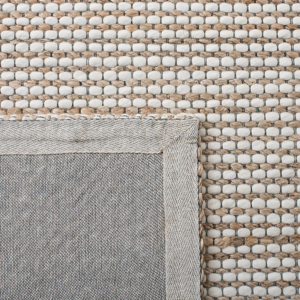 Natural Fiber Collection Area Rug - 8' Square, Natural & Ivory, Handmade Farmhouse Jute & Wool, Ideal for High