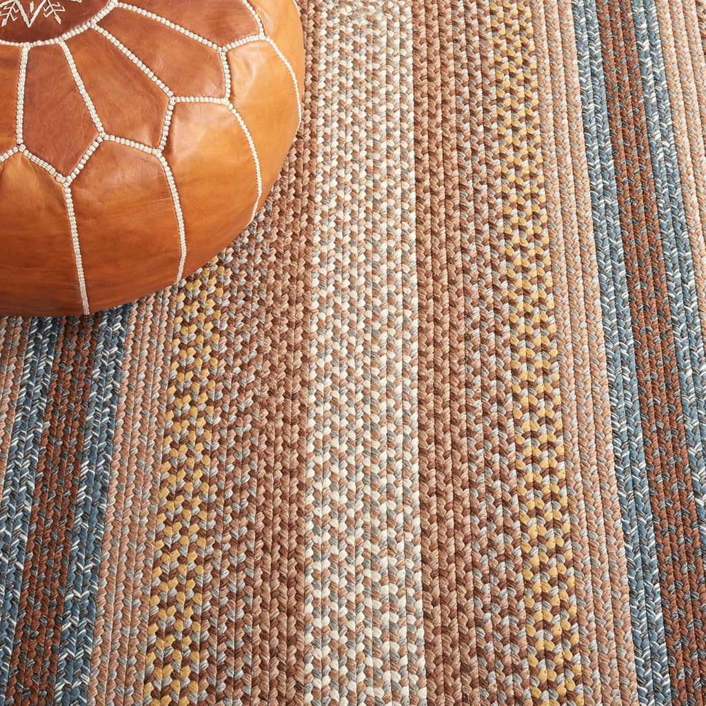 Braided Indoor/Outdoor Washable Oval Rug 7'x10', Brown BRD313A