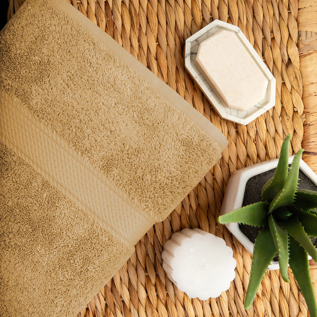 BNM Egyptian Cotton 6-Piece Towel Set, Includes 2 Face Towels, 2 Hand Towels, and 2 Bath Towels, Attached Loop for
