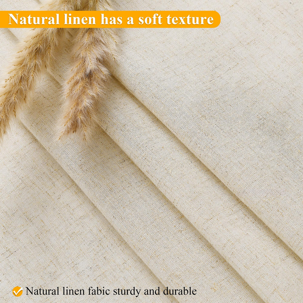 No Hooks Natural Linen Fabric Shower Curtains 75 Inches