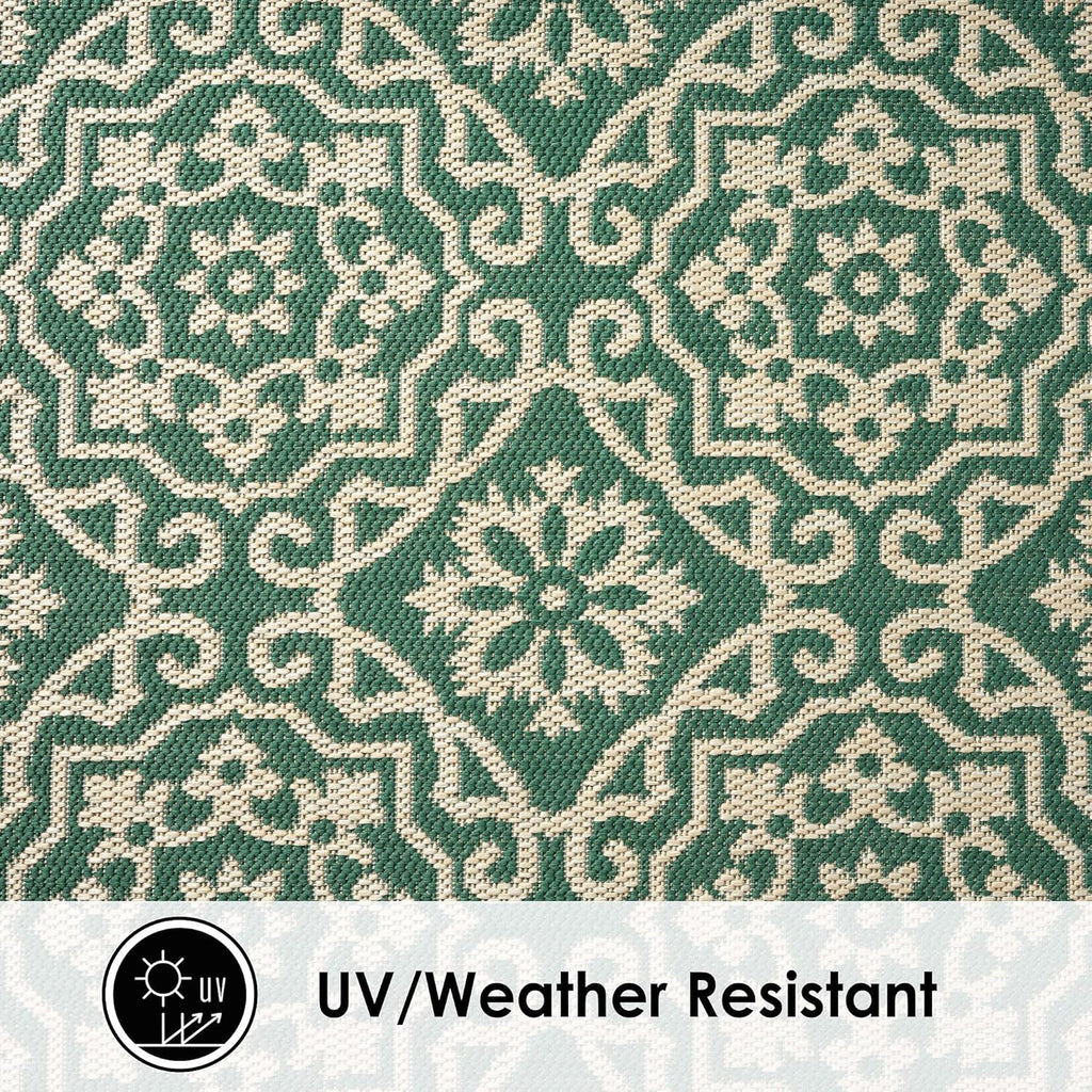 Patio Country Danica Transitional Geometric Indoor/Outdoor Area Rug, Green/Beige, 5'2"x7'2"