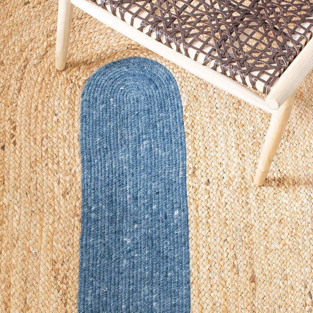 Braided Oval Rug, Wool Navy & Brown BRD910N