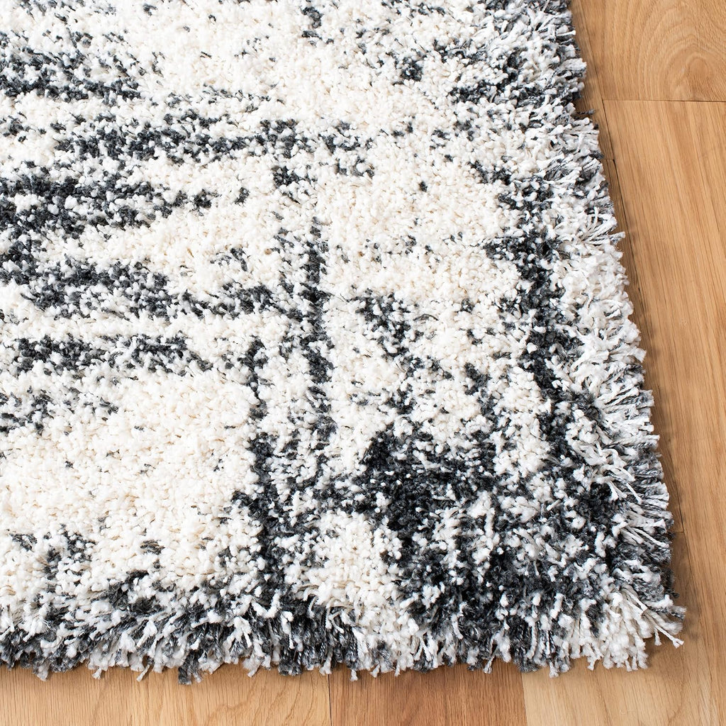 Hudson Shag Square Rug 7', Plush Ivory & Dark Grey SGH294A