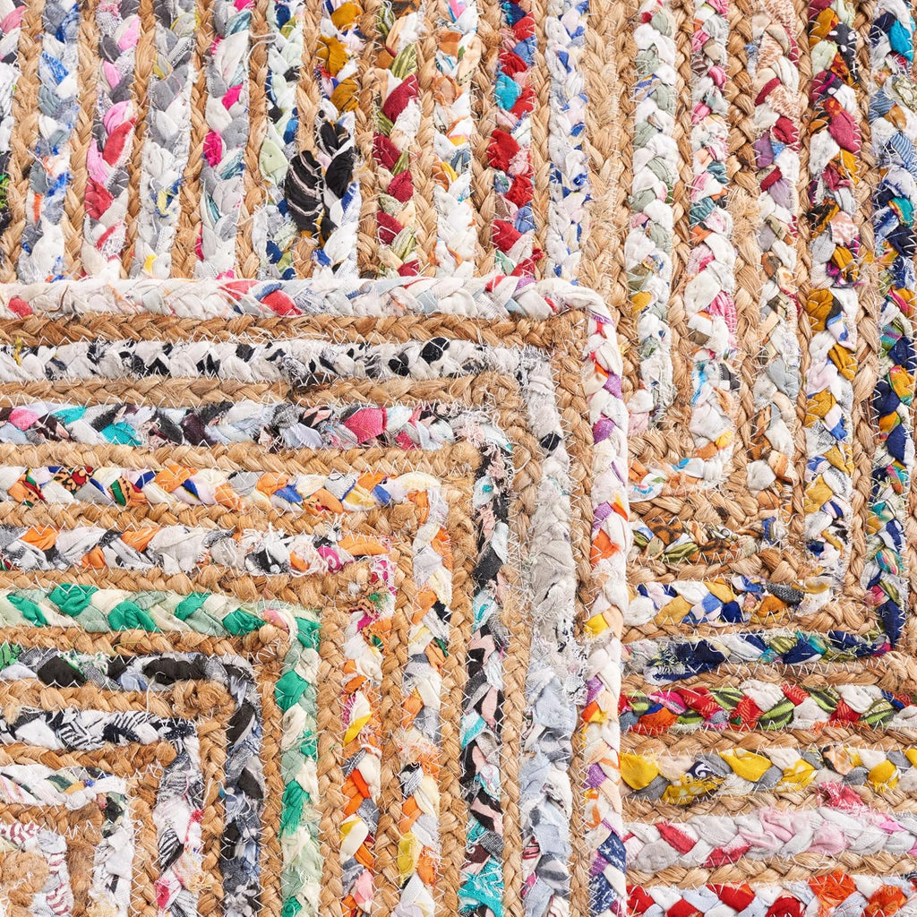 Cape Cod Area Rug 8x10, Jute Braided Large Beige & Multi CAP202B | 1/4" Pile, Indoor Rug, Handwoven, Braided Jute &
