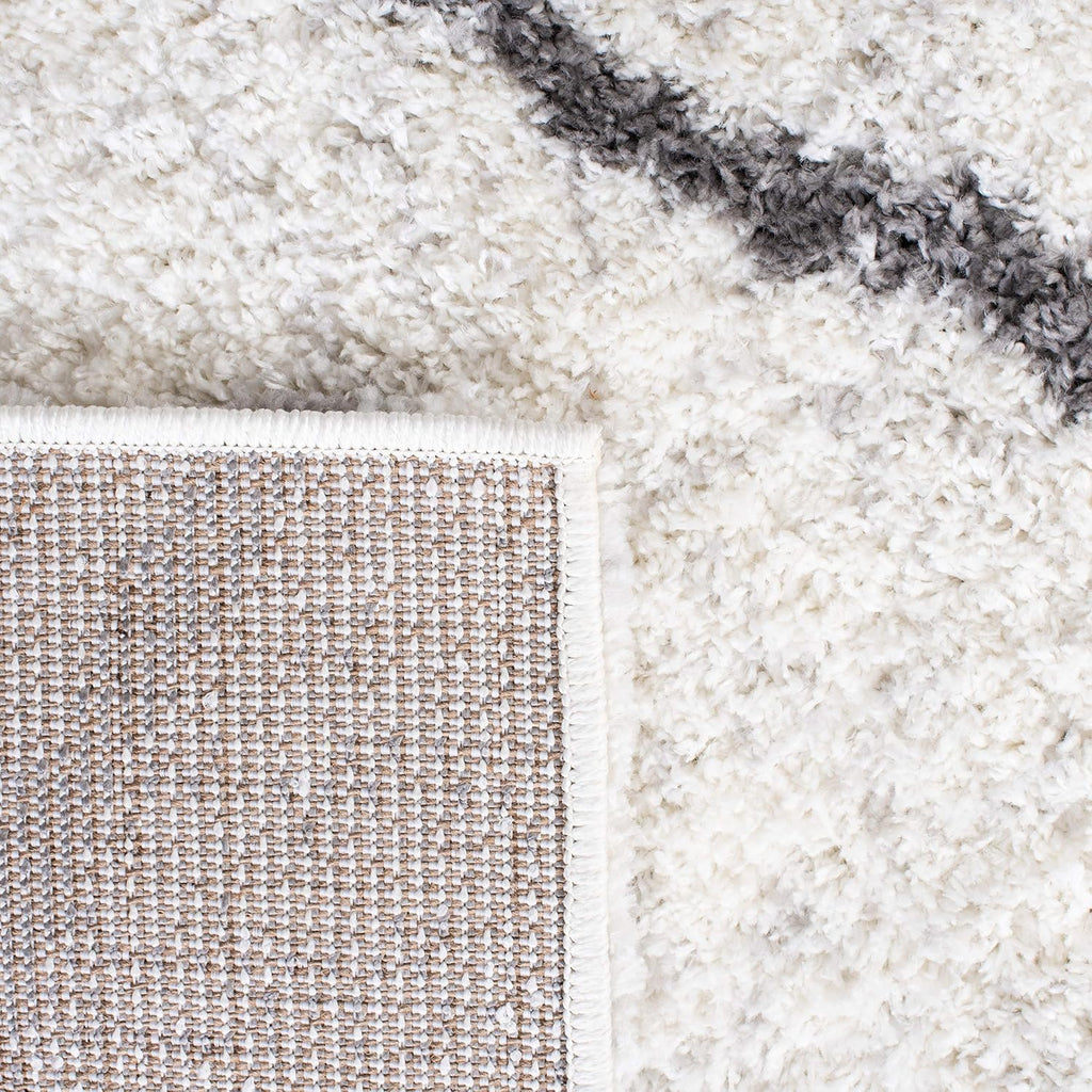 Area Rug - August Shag Collection - Large - Ivory & Grey, Moroccan Pattern, Non-Shedding & Easy Cleaning, Plush