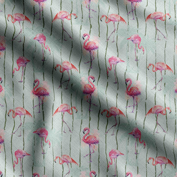 Printed Velvet Fabric - Bird Print - Mint Green - 58 Inch Wide Soft Polyester Fabric by The Yard for Sewing Cushions