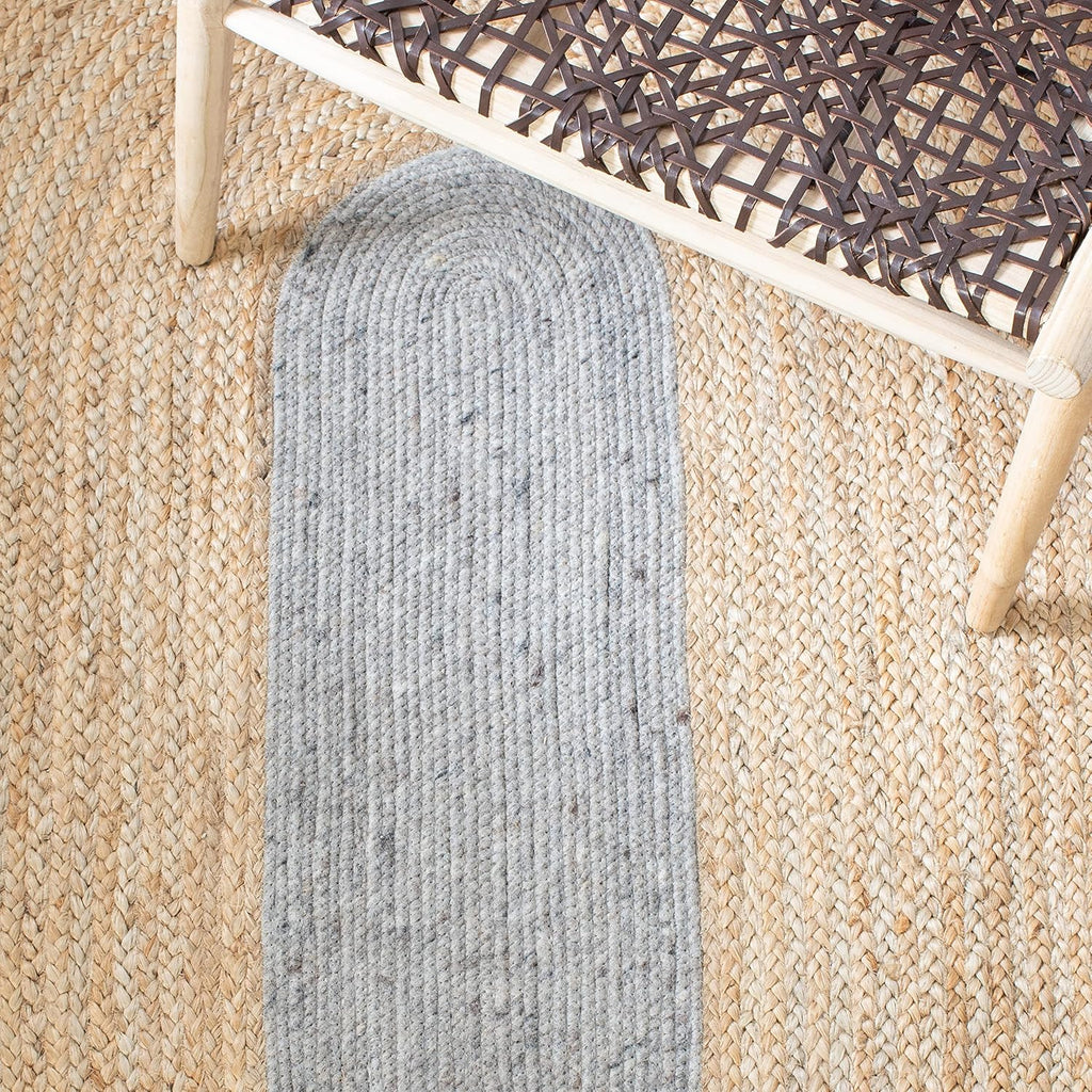 Braided Oval Rug 4x6, Wool Silver & Brown BRD910G